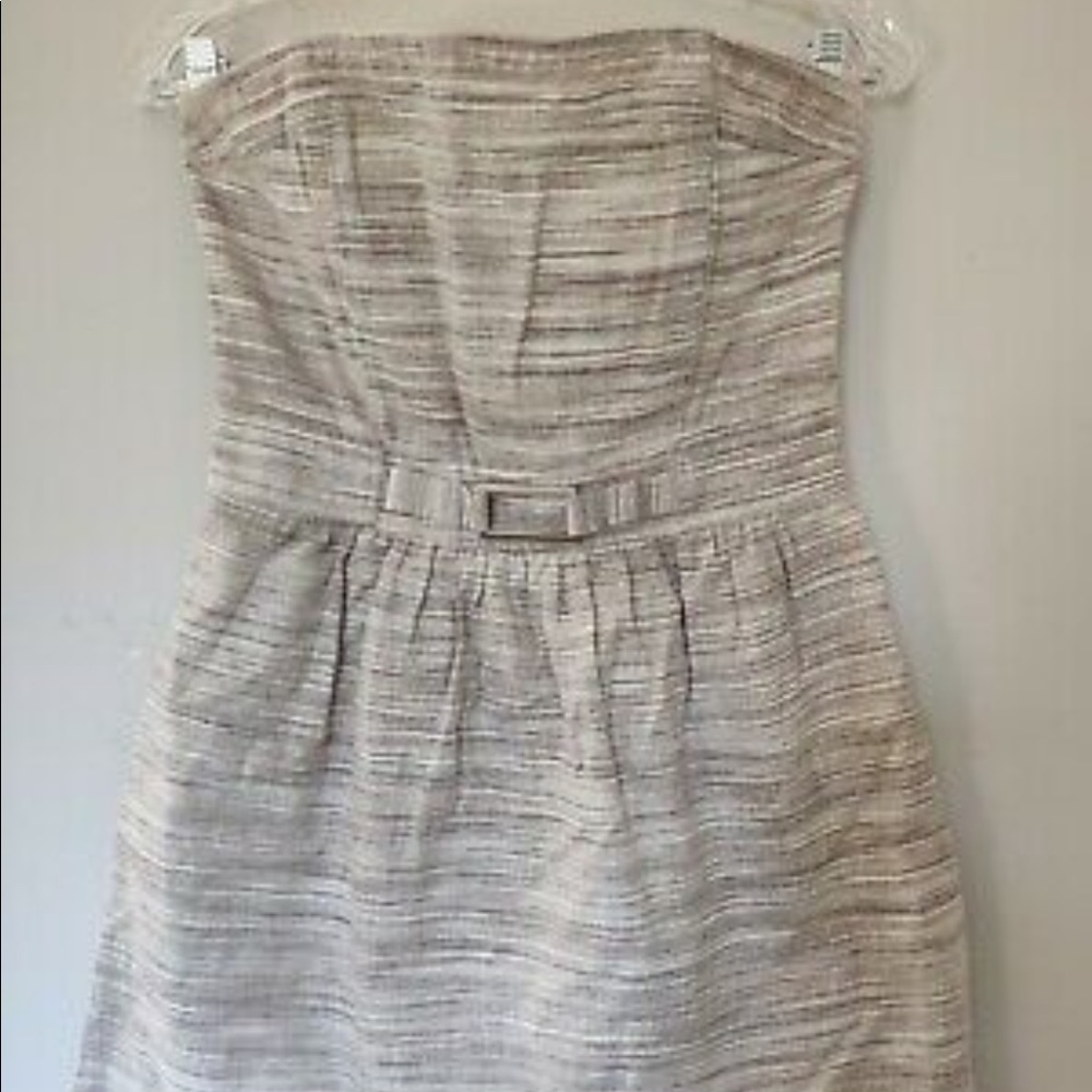 Banana Republic Strapless Cotton Linen Taupe Dress